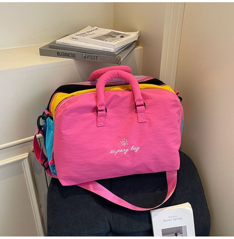 Dopamine Color-Blocking Bag Large Capacity Travel Bag Travel Accessories - Pink - Size 25L