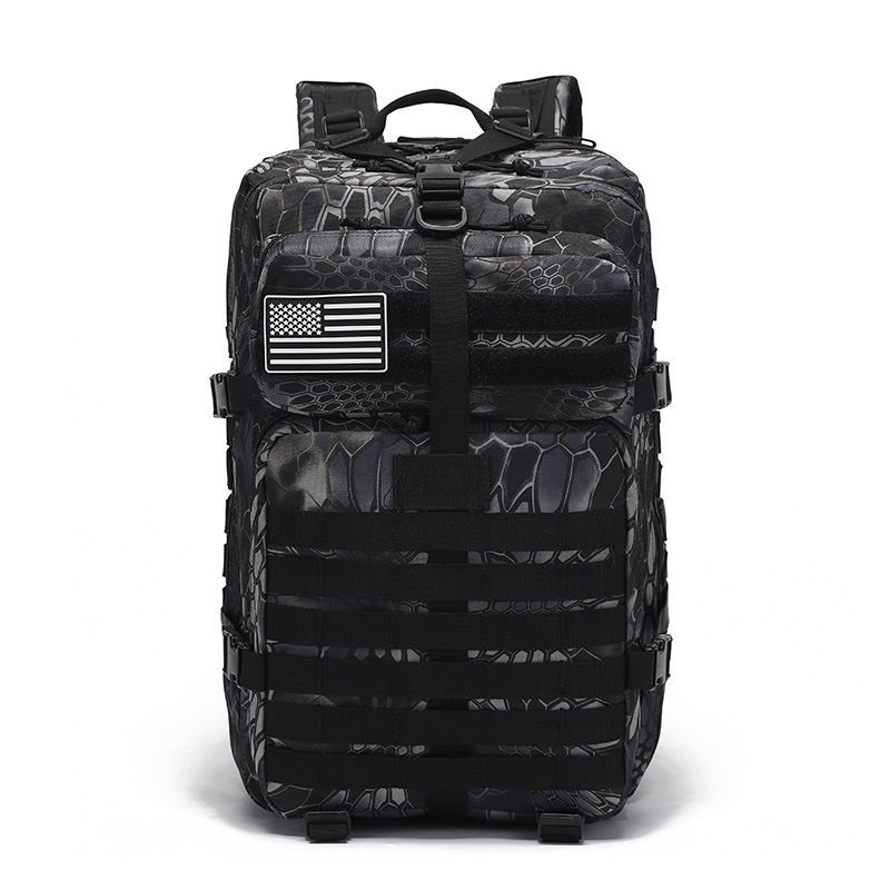 Tactical Backpack Travel Backpack Outdoor Backpack Durable Backpack Organized - Black python pattern - Size Routine 45L