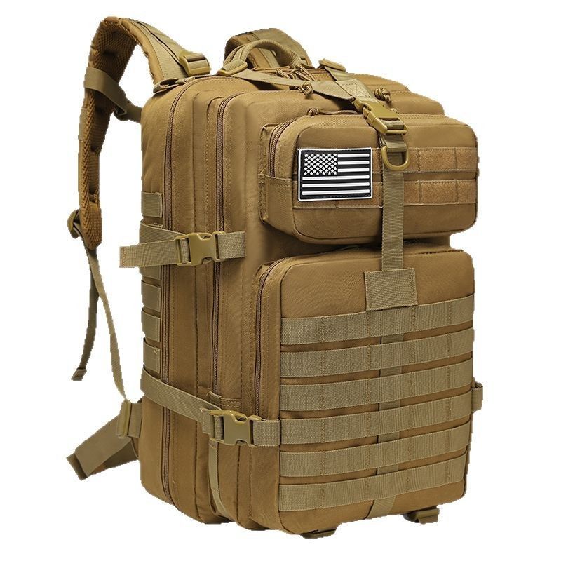 Tactical Backpack Travel Backpack Outdoor Backpack Durable Backpack Organized - Brown - Size Routine 45L