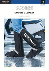 waterproof rain boot covers, non-slip boot covers, thickened boot covers, high-tube rain boot covers, camping rain gear, rainy day footwear, outdoor rain protection - Black - Size XXL