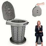 Gray Black collapsible camping toilet, portable outdoor toilet, camping furniture Australia, lightweight camping gear, compact toilet for travel, camping sanitation solution