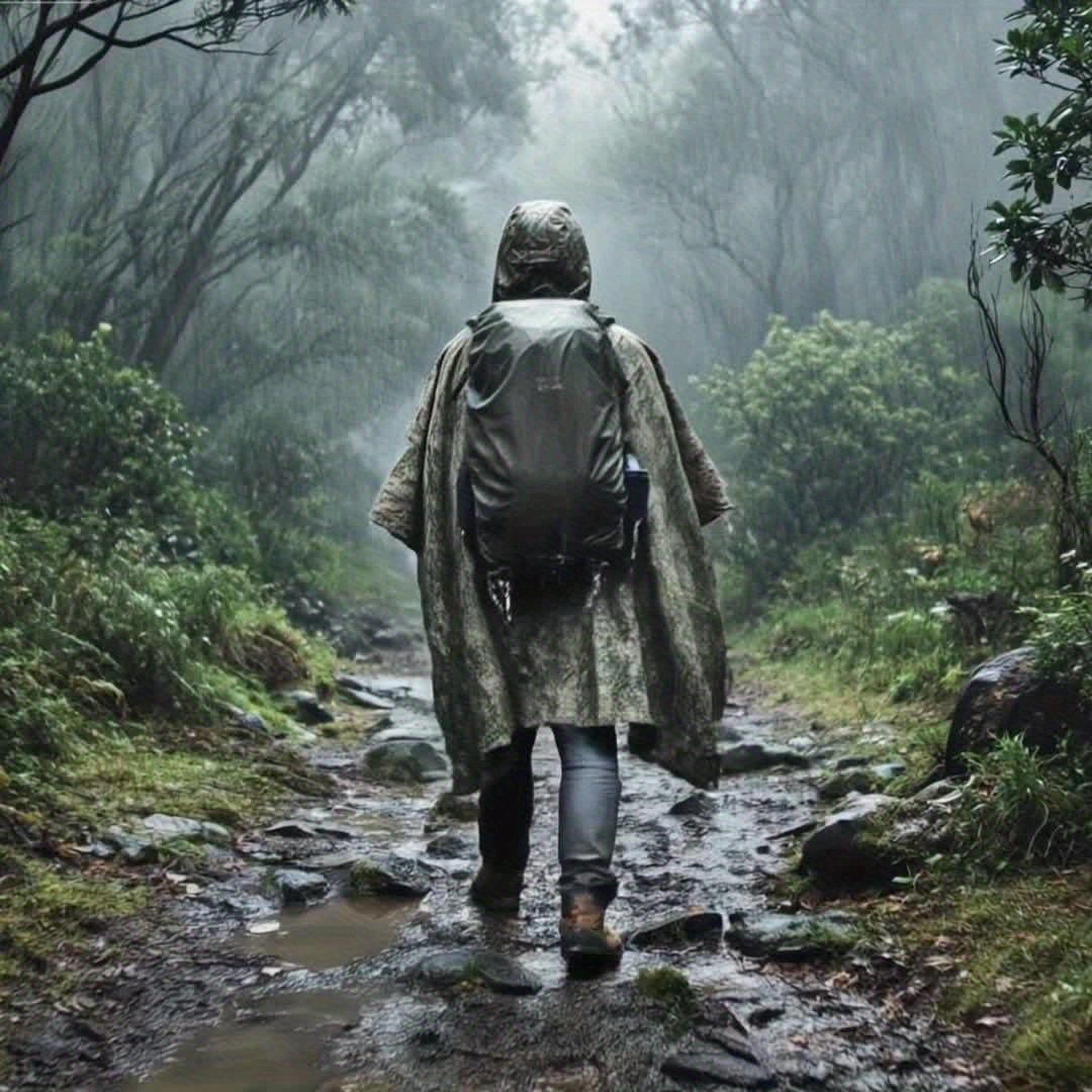 Camouflage 迷彩 Camouflage rain poncho, waterproof poncho Australia, outdoor rain gear, camping poncho, hiking poncho, bushwalking poncho, hunting poncho, emergency poncho
