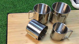 SUS304, outdoor cup set, camping cups, stainless steel cups, outdoor drinking vessels, mesh storage bag, Australian camping gear, family camping cups, stainless steel tumblers, picnic cups