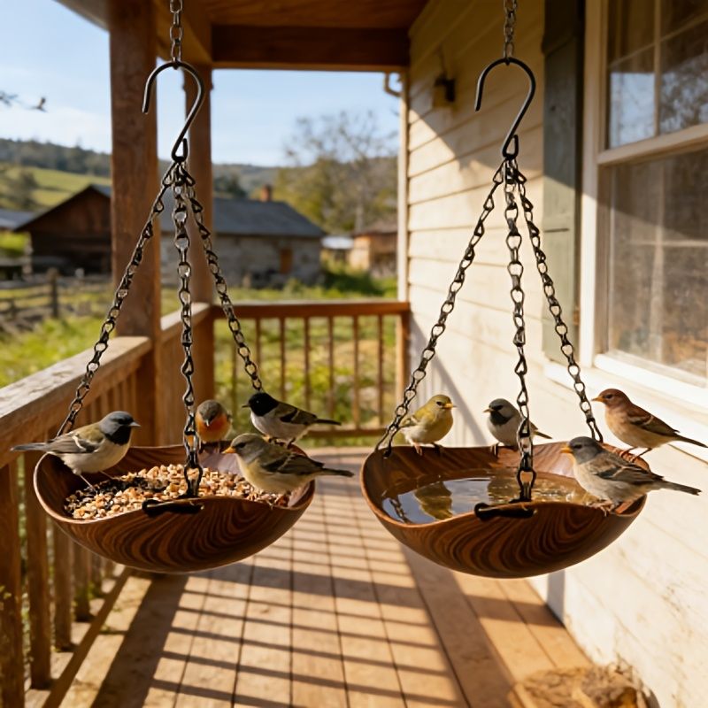  2pcs hanging bird feeder, bird water bowl, bird accessories, bird care, outdoor bird feeder, bird watching, Australian birds, bird feeding set