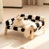 cat sofa bed, faux-fur cat bed, checkered pet bed, warm pet bed, washable pet bed, wooden cat bed, small dog bed, Australian pet bed - black and white squares - Size L