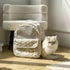 White cat backpack carrier, pet travel carrier, breathable cat backpack, stylish cat carrier, cat supplies Australia, durable cat carrier, padded cat backpack