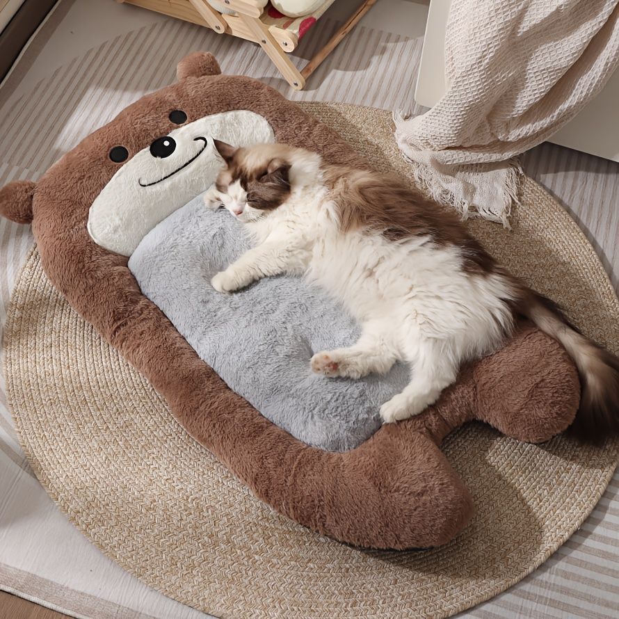 dog bed, bear shaped dog bed, thickened dog bed, enlarged dog bed, all season dog bed, comfortable dog bed, Australia, soft plush dog bed, machine washable dog bed - Dark coffee color - Size XL-15kg