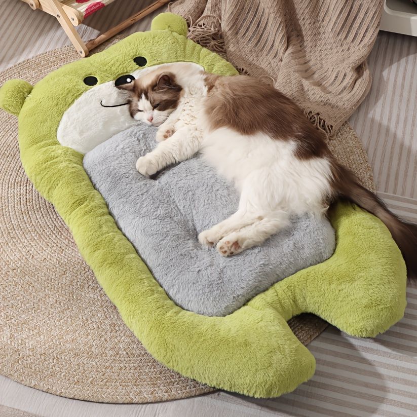 dog bed, bear shaped dog bed, thickened dog bed, enlarged dog bed, all season dog bed, comfortable dog bed, Australia, soft plush dog bed, machine washable dog bed - light green - Size L-10kg