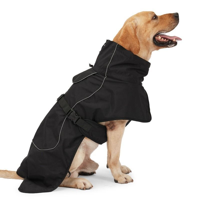 Dog Coat Warm-Lined Waterproof Medium-Large Dog Reflective Dog Coat Winter Dog - Black - Size XL-26-33kg