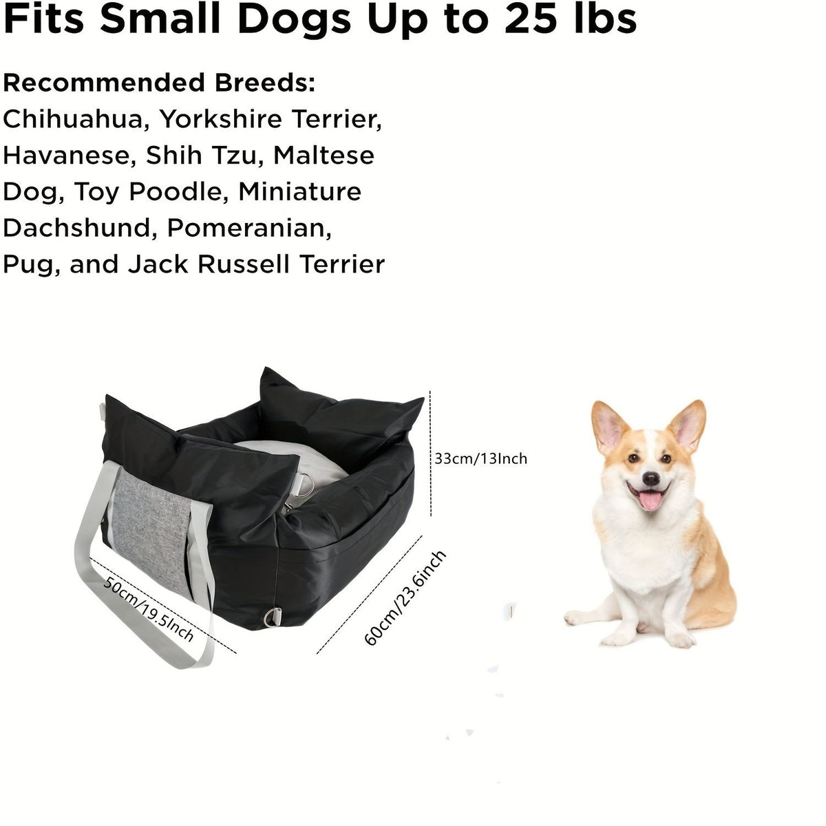 Black White car dog bed, dog carrier for car, pet travel accessories, dog transport in car, dog car seat, dog travel bed, Australian pet travel, secure dog carrier