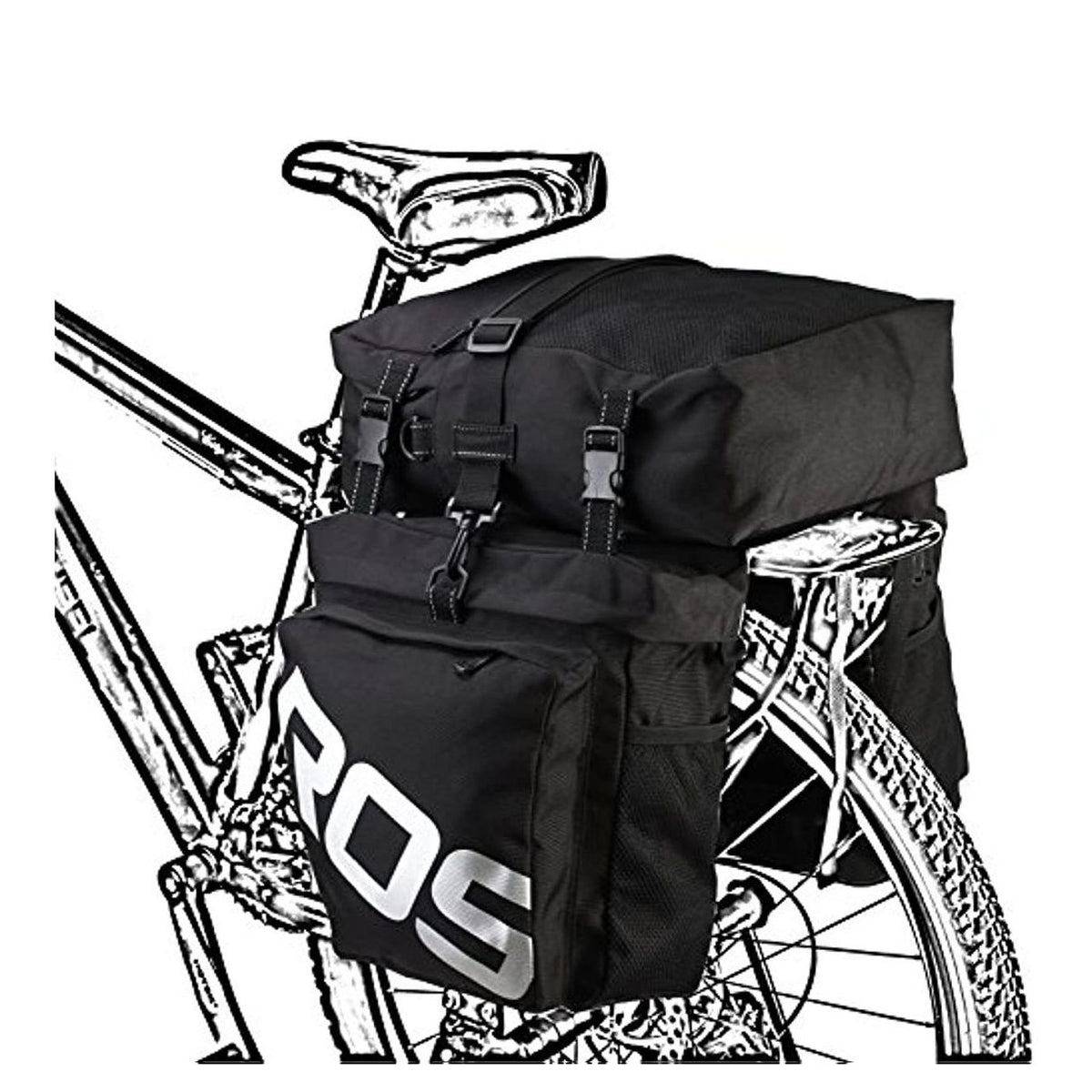 Bicycle Rear Rack Bag Set - Durable & Spacious Cycling Storage-black