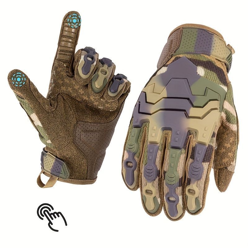 Men'S Full-Finger Gloves Tactical Gloves Touchscreen Gloves MTB Gloves Hiking - Camouflage - Size M
