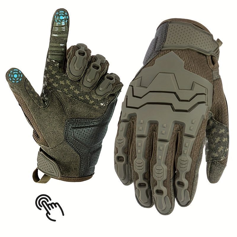 Men'S Full-Finger Gloves Tactical Gloves Touchscreen Gloves MTB Gloves Hiking - Green - Size XL