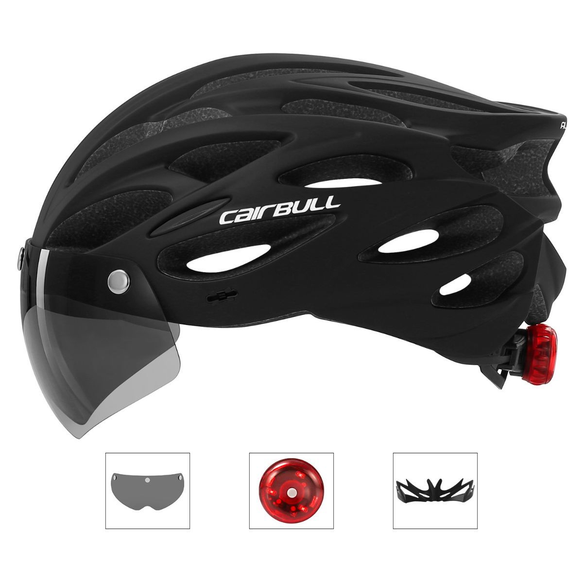 Road Bike Helmet Mountain Bike Helmet Cycling Helmet With Visor Bicycle Helmet - Black - Size M55-59CM