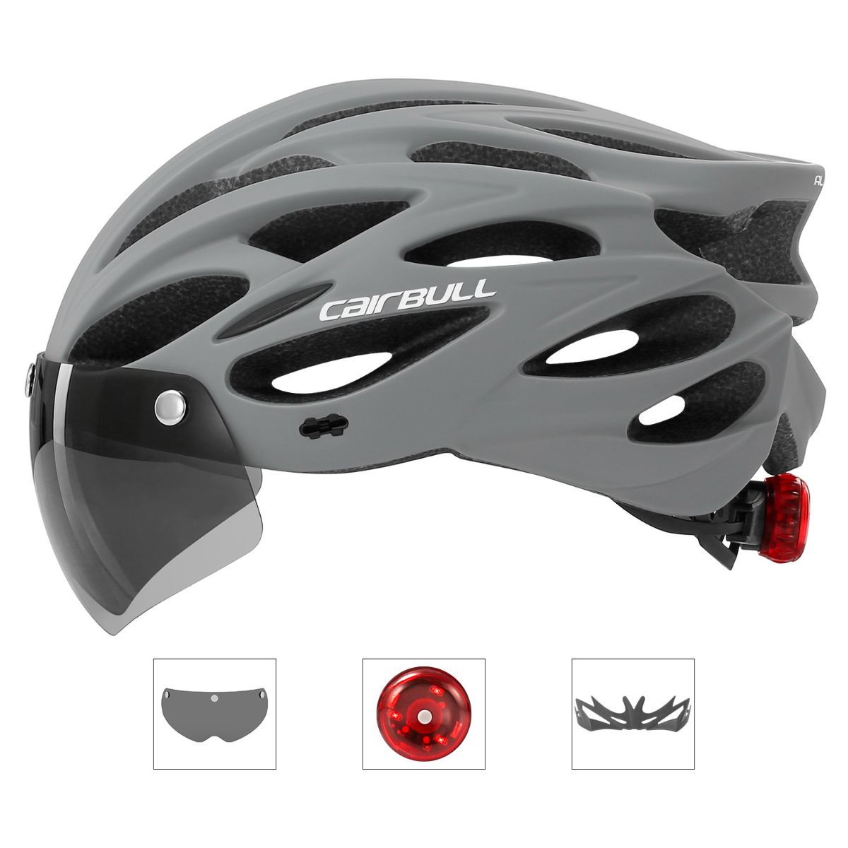 Road Bike Helmet Mountain Bike Helmet Cycling Helmet With Visor Bicycle Helmet - Gray - Size M55-59CM