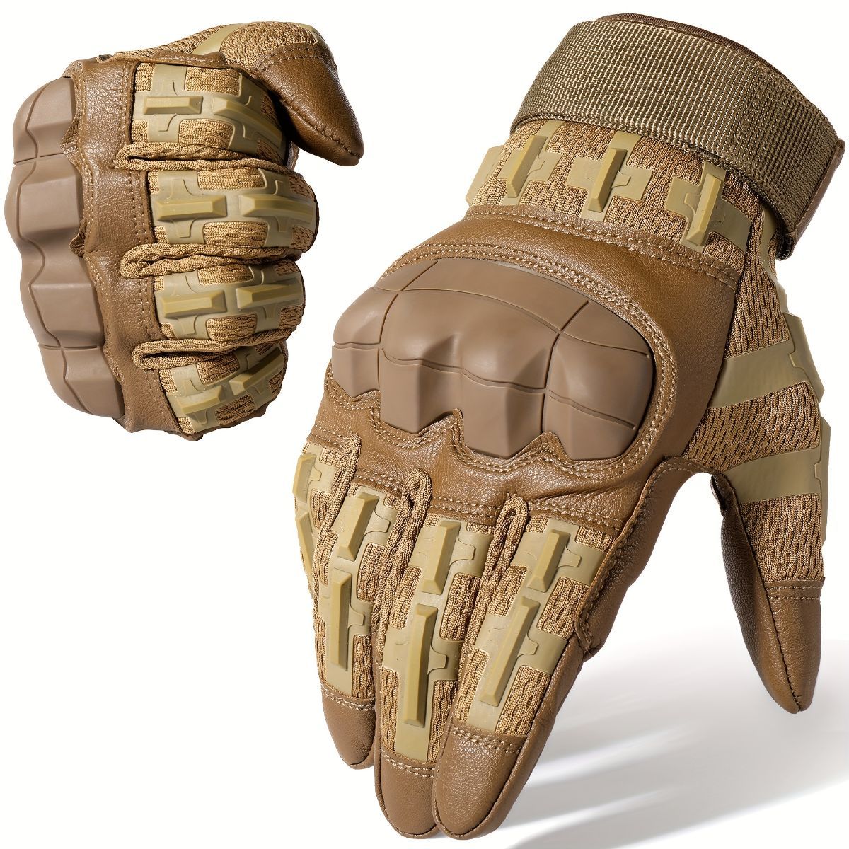 Cycling Gloves All-Round Protection Gloves Durable Cycling Gloves Ergonomic - Brown - Size M