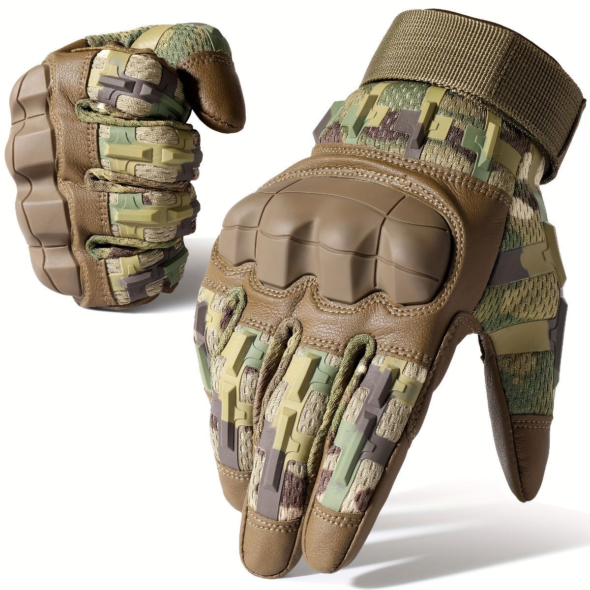 Cycling Gloves All-Round Protection Gloves Durable Cycling Gloves Ergonomic - Camel - Size M