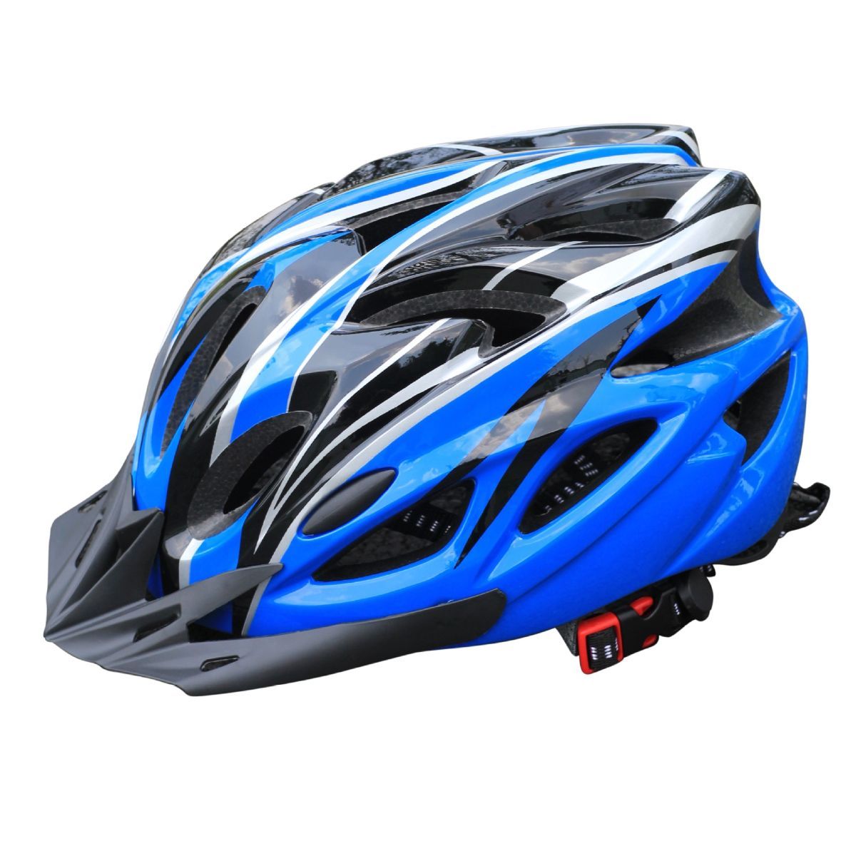 Mountain Bike Helmet Ultra-Breathable Cycling Helmet Integrated Helmet - black and blue - Size L59-61CM