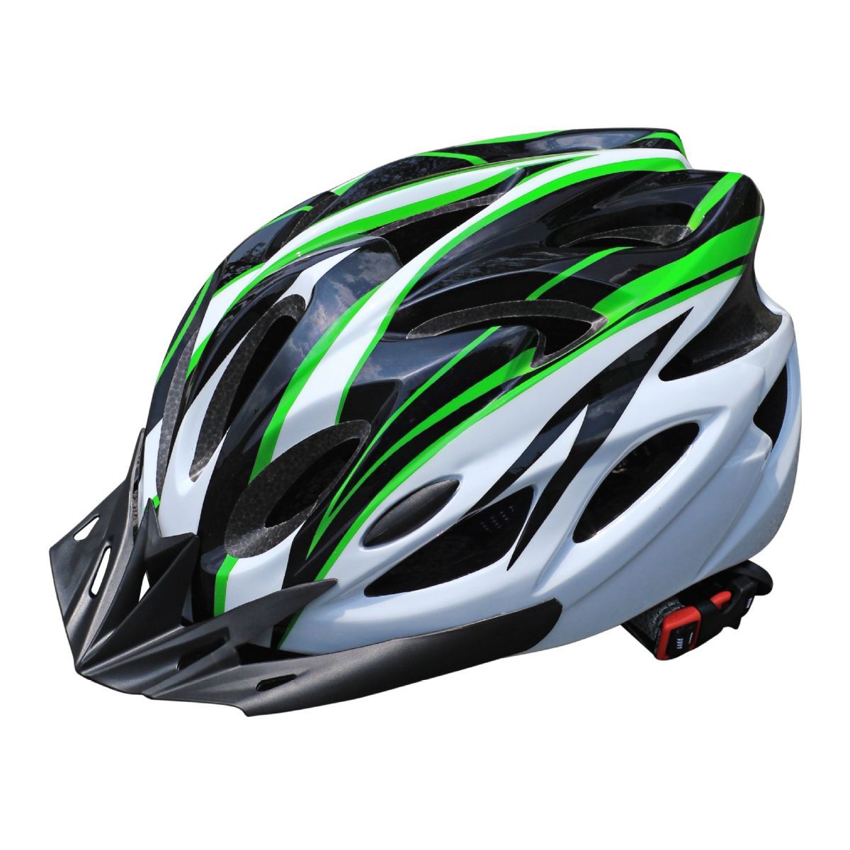 Mountain Bike Helmet Ultra-Breathable Cycling Helmet Integrated Helmet - black, white and green - Size L59-61CM