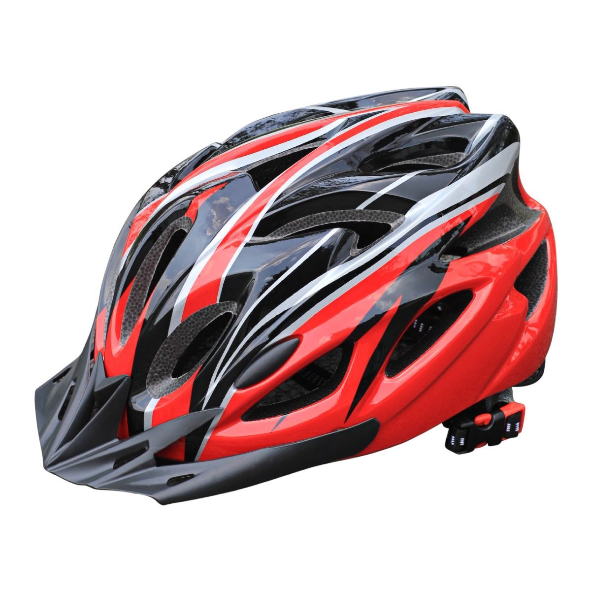 Mountain Bike Helmet Ultra-Breathable Cycling Helmet Integrated Helmet - black and red - Size L59-61CM