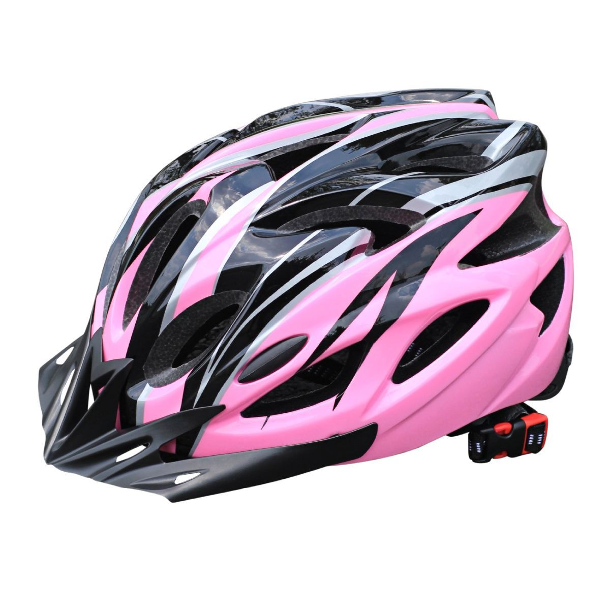 Mountain Bike Helmet Ultra-Breathable Cycling Helmet Integrated Helmet - black and pink - Size L59-61CM