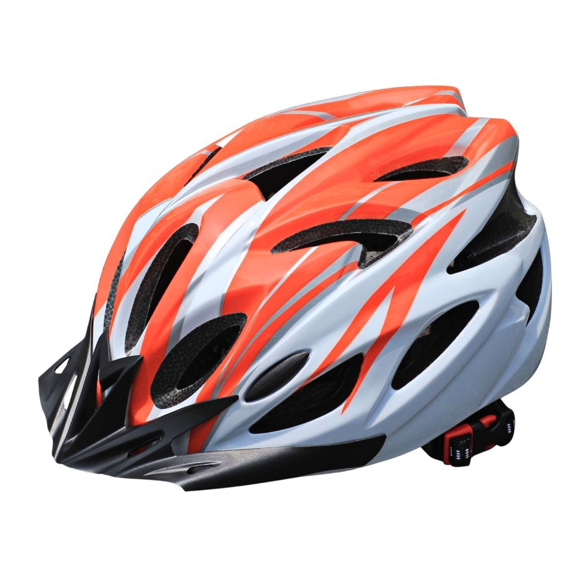 Mountain Bike Helmet Ultra-Breathable Cycling Helmet Integrated Helmet - Orange and white - Size L59-61CM