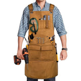 Waterproof Apron Utility Apron Work Apron Industrial Apron Tool Storage Apron - Camel - Size regular