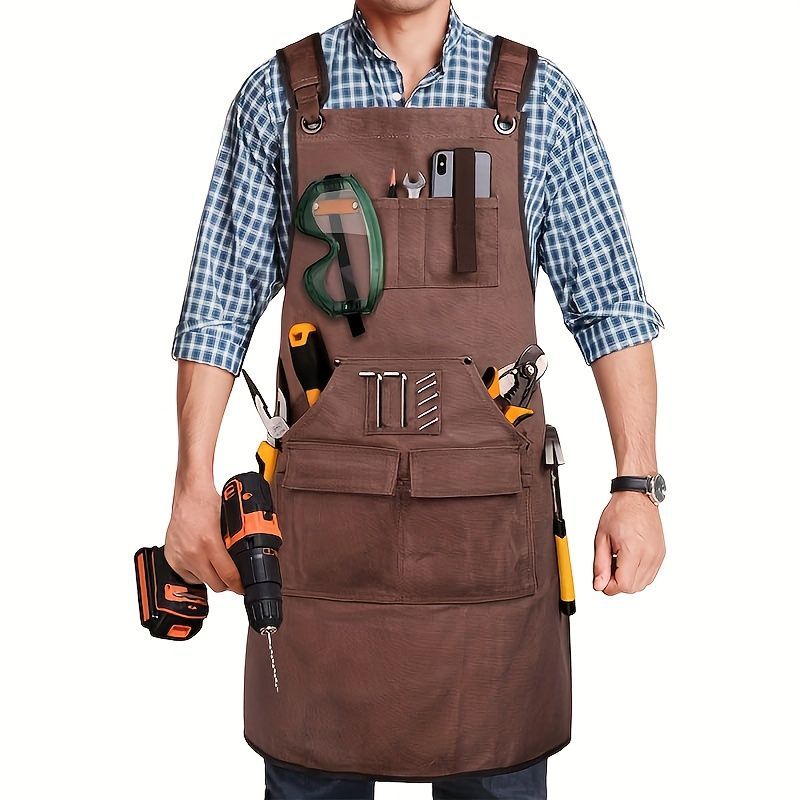 Waterproof Apron Utility Apron Work Apron Industrial Apron Tool Storage Apron - Mocha - Size regular