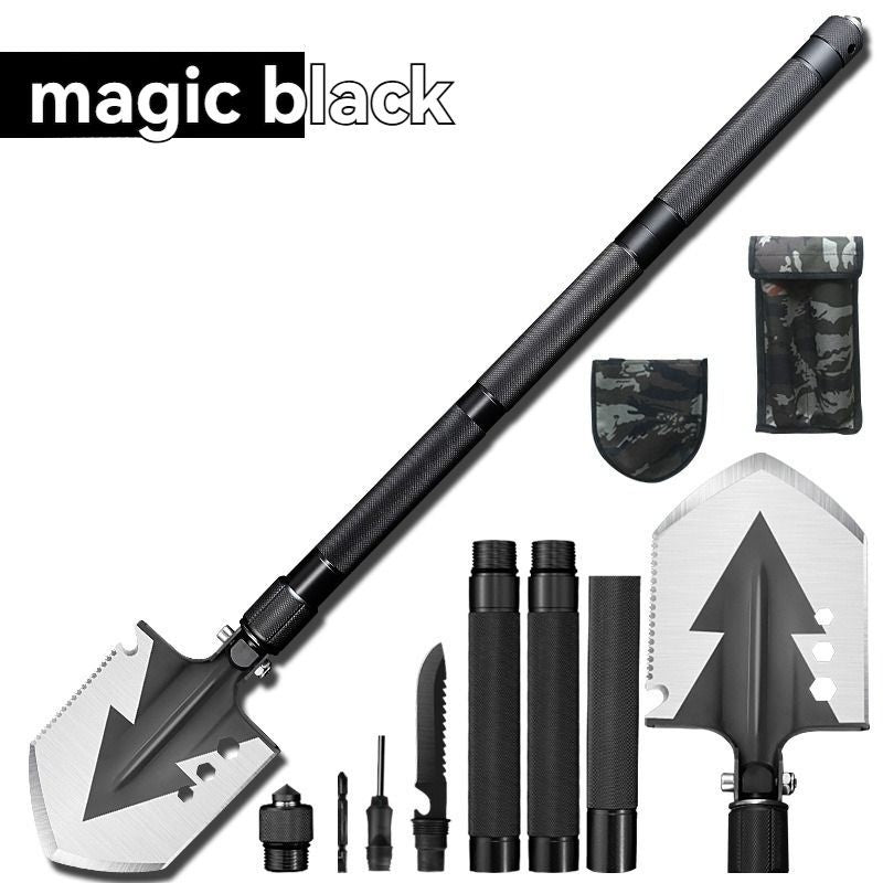 multifunctional military shovel, outdoor folding shovel, survival gear, heavy-duty spade, camping tool, hiking shovel, Australian outdoor gear, detachable shovel, emergency tool - Black - Size 78CM