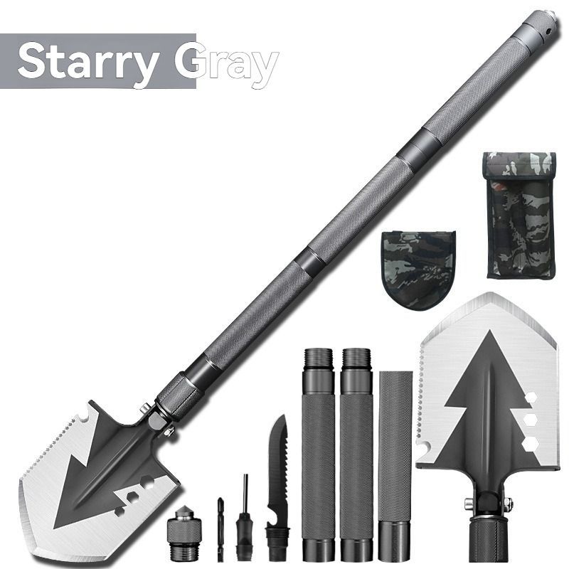 multifunctional military shovel, outdoor folding shovel, survival gear, heavy-duty spade, camping tool, hiking shovel, Australian outdoor gear, detachable shovel, emergency tool - Gray - Size 112CM