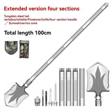 multifunctional military shovel, outdoor folding shovel, survival gear, heavy-duty spade, camping tool, hiking shovel, Australian outdoor gear, detachable shovel, emergency tool - Silver - Size 96CM
