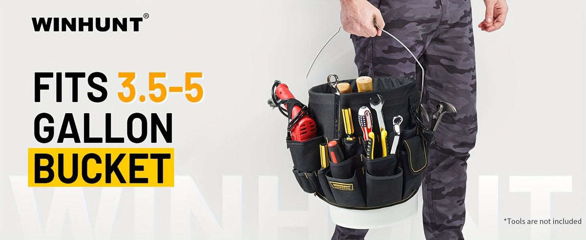 Black bucket tool organizer, tool storage, heavy duty tool organizer, multiple tool pockets, DIY tool storage, professional tool organizer, Australian tool storage