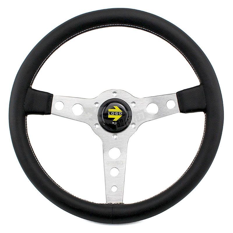 Universal Prototipo Steering Wheel, JDM Sports Steering Wheel, SIM Racing Steering Wheel, 35.56 cm Steering Wheel, Car Accessories Australia, 14 inch steering wheel, leather steering wheel, aftermarket steering wheel, universal steering wheel - Silver - S