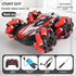 2.4G remote control car, electric stunt car, drifting car, spray function, kids toy car, double-sided stunt car, watch remote control, outdoor RC toy, rechargeable toy car - Red - Size Dual-control