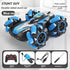 2.4G remote control car, electric stunt car, drifting car, spray function, kids toy car, double-sided stunt car, watch remote control, outdoor RC toy, rechargeable toy car - black and blue - Size Dual-control