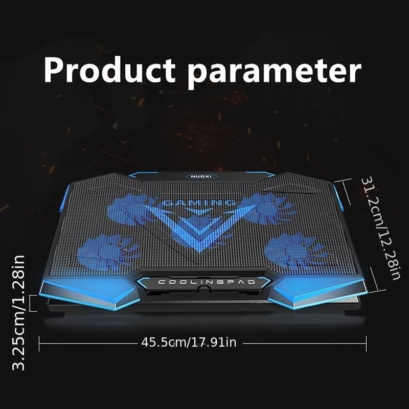 Laptop Cooling Pad Five-Core Cooling Foldable Stand Adjustable Stand Laptop - Blue - Size Universal