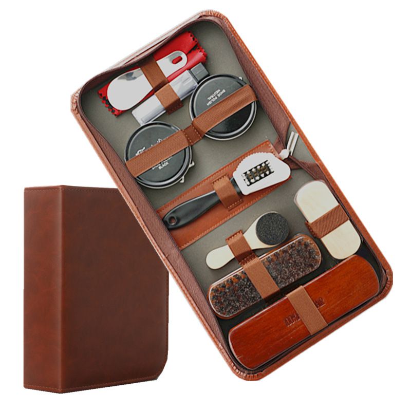Gold Men's shoe care kit, leather shoe care, men's accessories, shoe care tools, leather case, Australian shoe care, leather polish kit