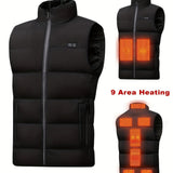 Men'S Heated Vest Electric Heating Gilet Winter Vest Smart Temperature Control - Black - Size 5XL