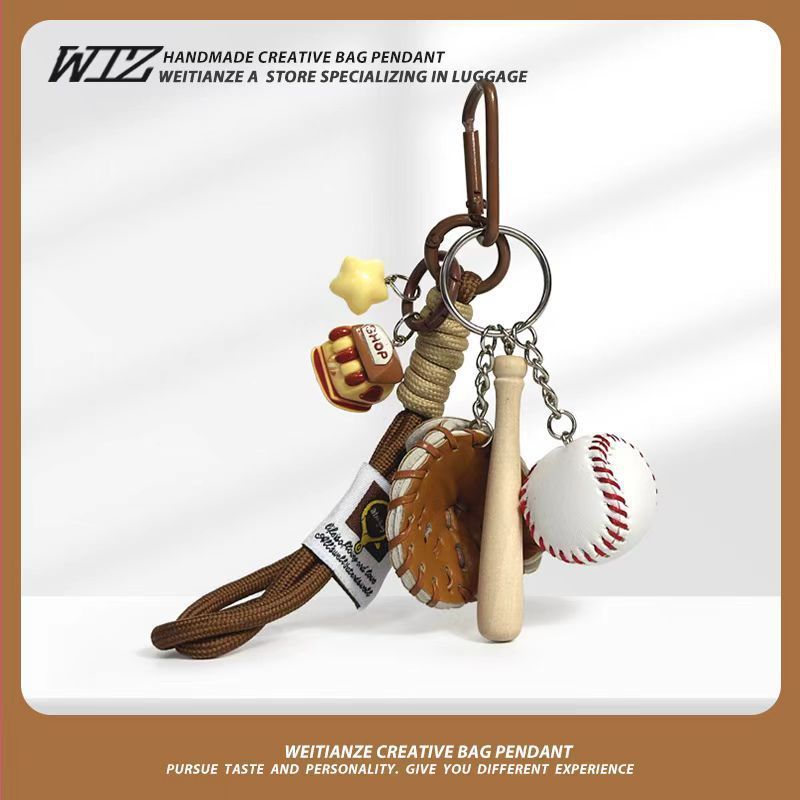 Miu-Style Baseball-Themed Couple Bag & Key Chain - baseball - Size 1