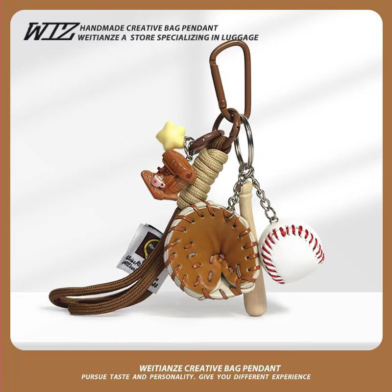 Miu-Style Baseball-Themed Couple Bag & Key Chain - baseball - Size 2
