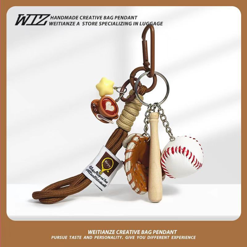 Miu-Style Baseball-Themed Couple Bag & Key Chain - baseball - Size 3