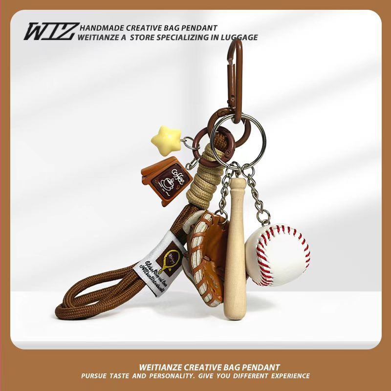 Miu-Style Baseball-Themed Couple Bag & Key Chain - baseball - Size 6
