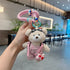 cute teddy bear keychain, plush teddy bear, teddy bear with goggles, teddy bear overalls, fashion keychain, bag charm, cute accessories - Pink - Size 1