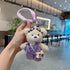 cute teddy bear keychain, plush teddy bear, teddy bear with goggles, teddy bear overalls, fashion keychain, bag charm, cute accessories - Purple - Size 1