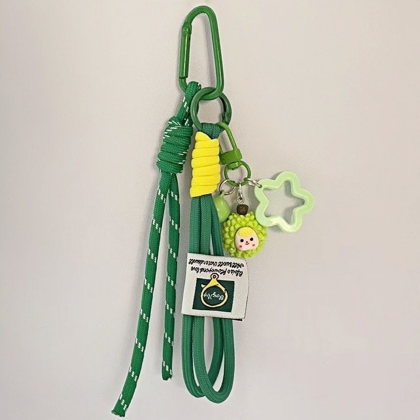 trendy rope keychain, colorful knotted rope, woven decorative lanyard, cute keychain charms, fashion accessories, Australian market, unique keychain, stylish lanyard, handcrafted keychain, vibrant keychain - Green - Size 1