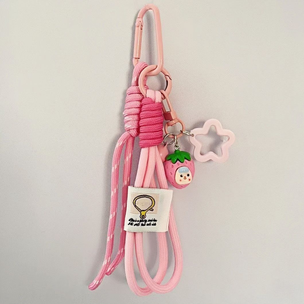trendy rope keychain, colorful knotted rope, woven decorative lanyard, cute keychain charms, fashion accessories, Australian market, unique keychain, stylish lanyard, handcrafted keychain, vibrant keychain - Pink - Size 1