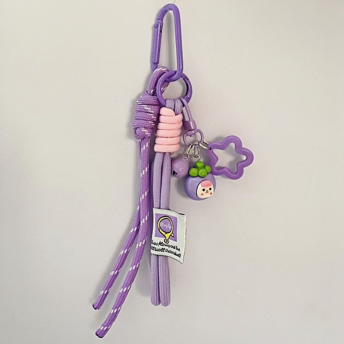 trendy rope keychain, colorful knotted rope, woven decorative lanyard, cute keychain charms, fashion accessories, Australian market, unique keychain, stylish lanyard, handcrafted keychain, vibrant keychain - Purple - Size 1