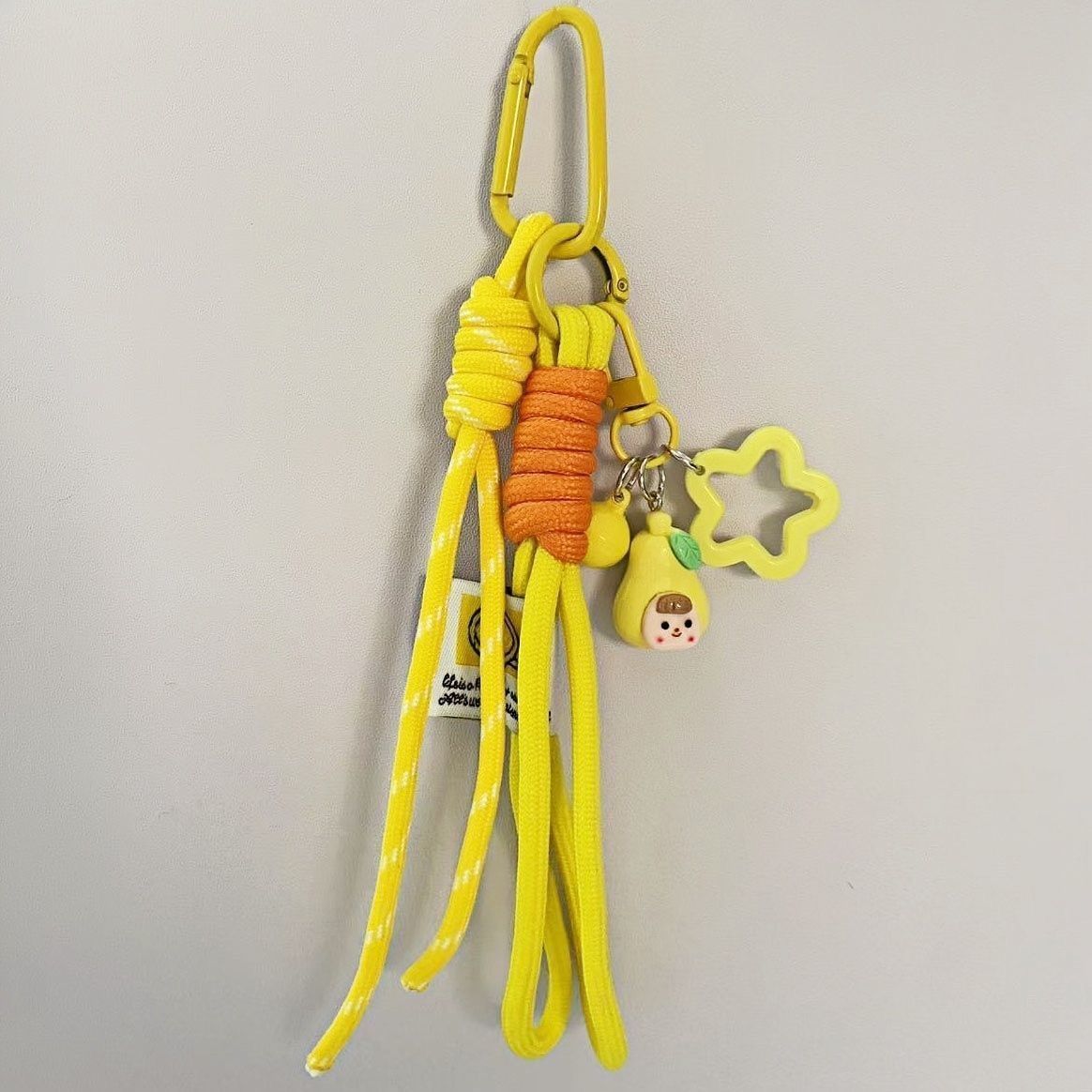trendy rope keychain, colorful knotted rope, woven decorative lanyard, cute keychain charms, fashion accessories, Australian market, unique keychain, stylish lanyard, handcrafted keychain, vibrant keychain - Yellow - Size 1