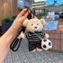 teddy bear keychain, soccer keychain, striped t-shirt keychain, car keychain, bag charm, plush keychain, sports accessory, gift for soccer fans, trendy keychain, cute keyring - Black - Size 1