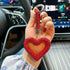 red heart keychain, hollowed-out clay keychain, full diamond keychain, car key accessory, women&